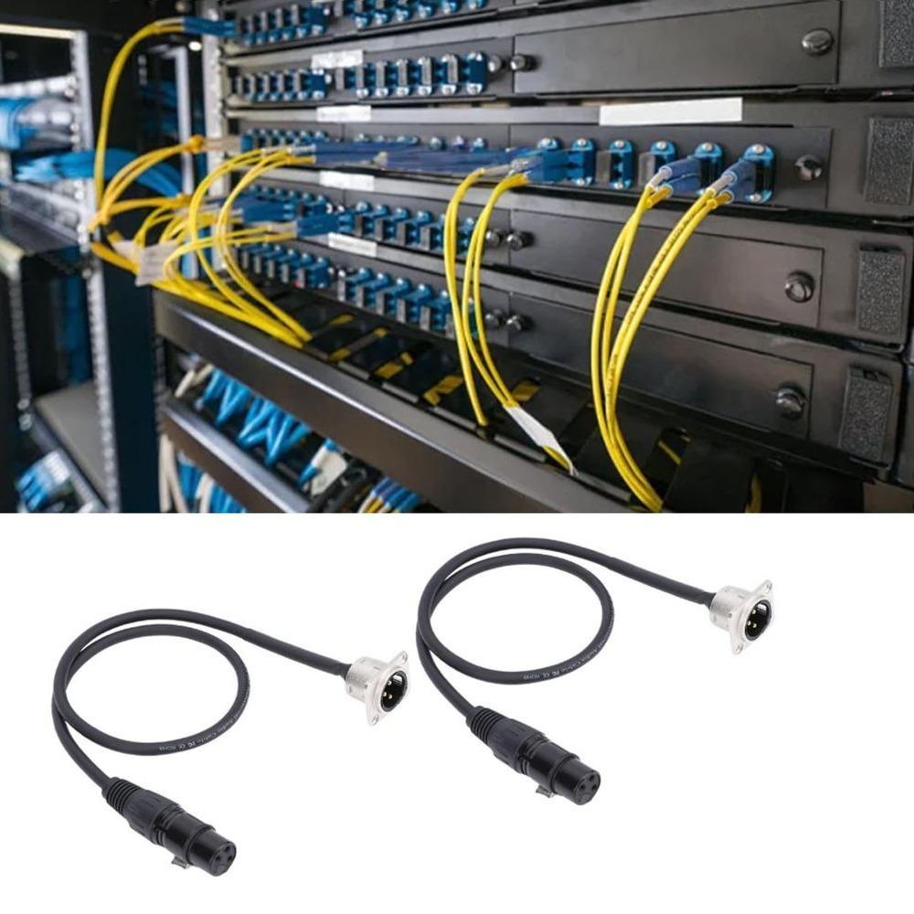 2 шт. Профессиональные XLR-кабели сквозные, 3-контактные, тип D, 2 фута, штекер для монтажа на панель к разъему-гнезду, XLR-кабель, напольная коробка