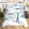 Skiing Sports Duvet Cover Queen Size For Kid Teen Winter Sport Ski Theme Comforter Cover Set Microfiber Snow Mountain Landscape