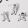 Kung Fu Alloy Dripping Character Brooch - Cartoon Style Pendant for Bags