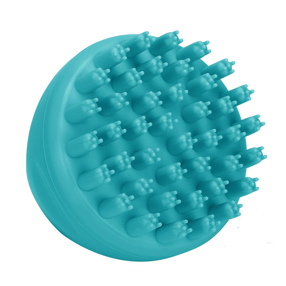 Круглая ручная массажная щетка для головы и волос, щетка для мытья шампунем с ручкой (зеленый)