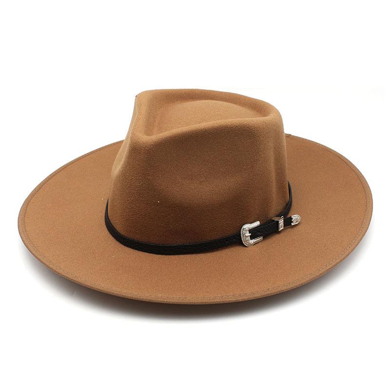 Jazz Top Men'S And Women'S Hemmed Cowboy Hat, Woolen Warm Jazz Hat