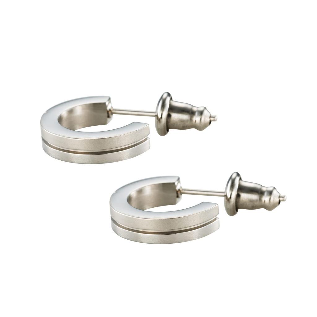 Хирургическая нержавеющая сталь Полусеребристый Набор из 4SPE003SV 4SPE003SV [Белый клевер] Серьги, Сталь, Кольцо, Крест, Матовые, и Серебристый, 2, и