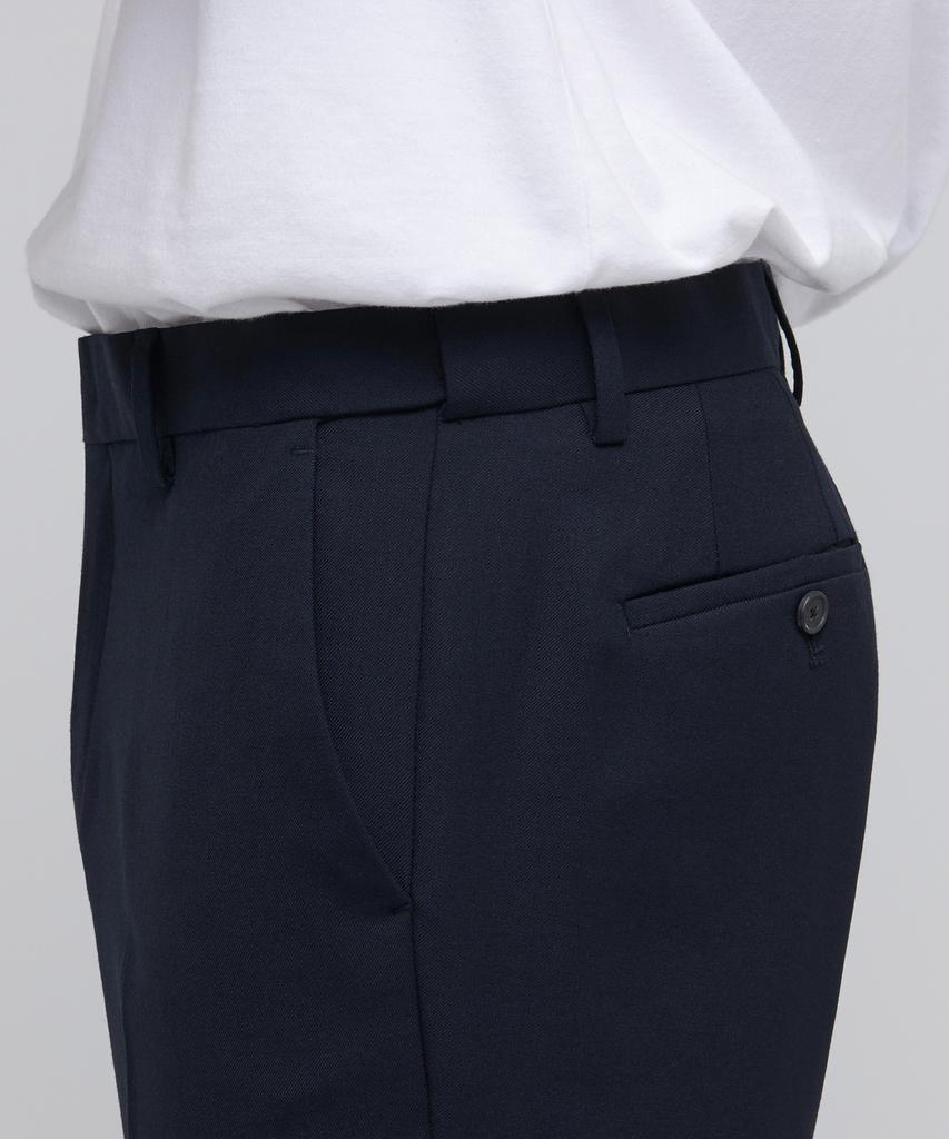 MUSINSA STANDARD Wool Semi-Wide Hidden Elastic Waist Slacks [Navy]