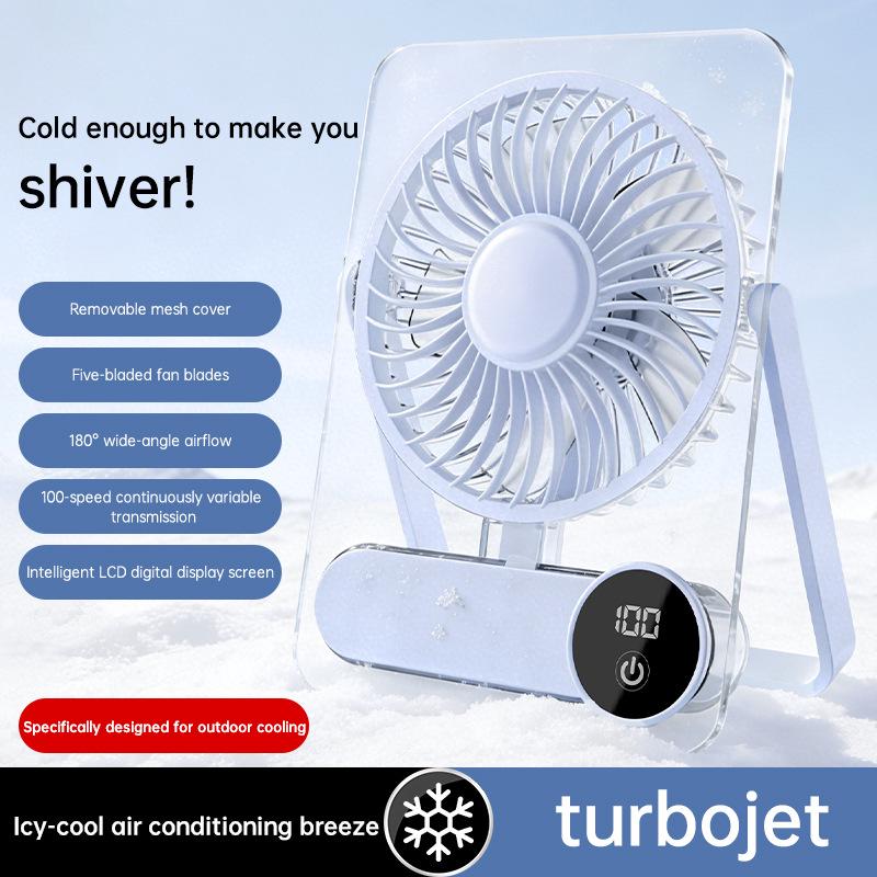Ultra-Thin Rechargeable Transparent Desktop & Handheld Fan with Infinitely Variable Speed