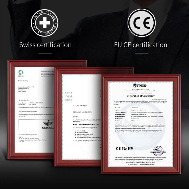 OUPINKE Новые часы, автоматические механические часы из нержавеющей стали, деловые полые водонепроницаемые часы высокого класса