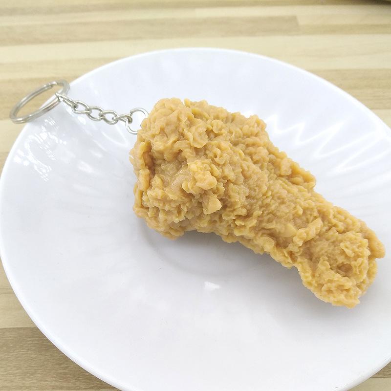 Детский брелок с имитацией еды, кулон с жареной куриной ножкой, пищевой кулон, картофель фри, куриные наггетсы, креативный брелок для ключей