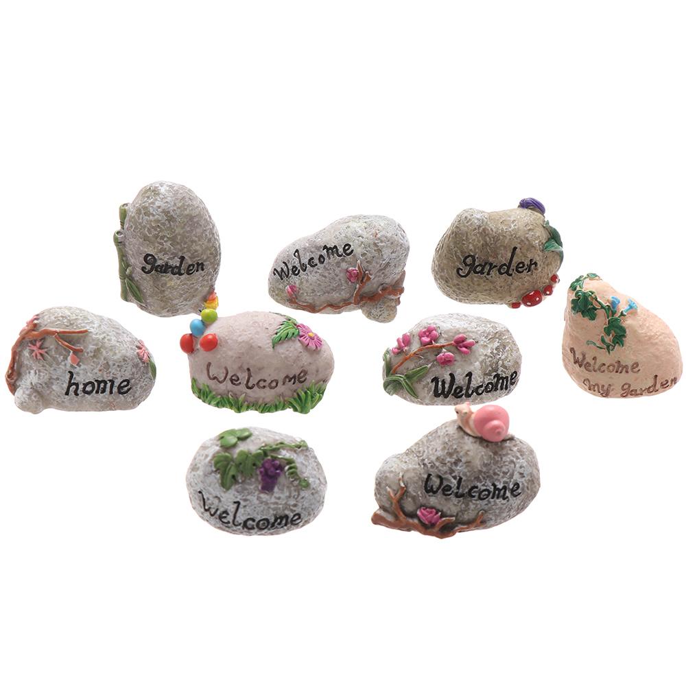 Succulents Bonsai Simulation Stone Signpost Welcome Stake Figurine Fairy Garden Mini Road Sign