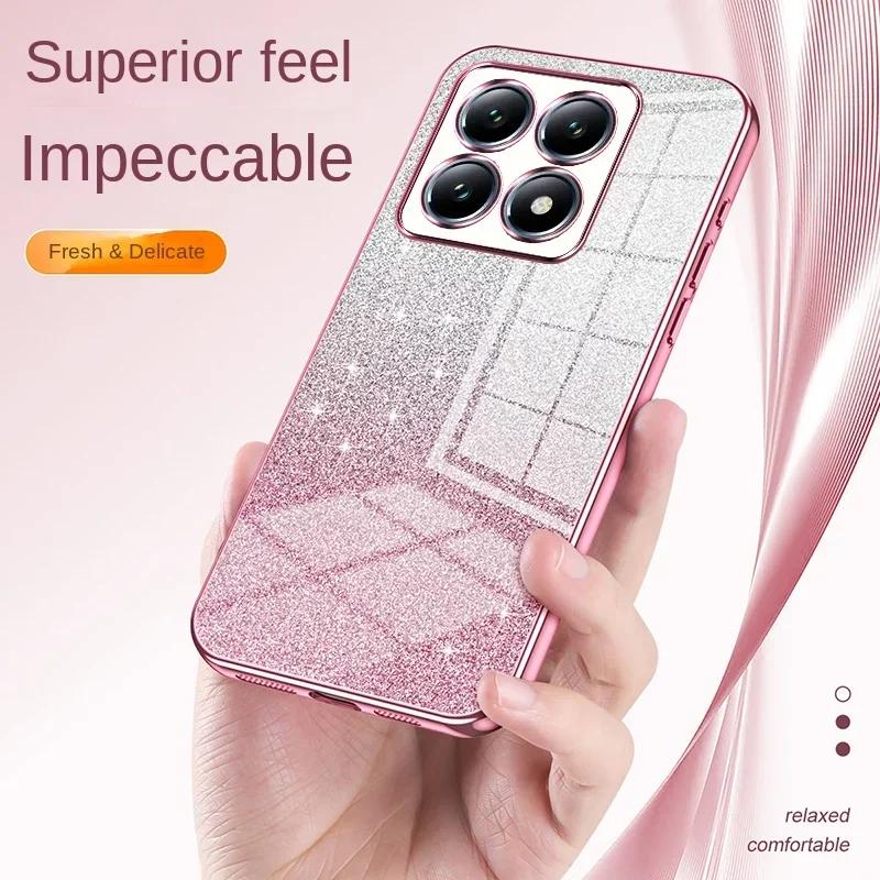 Градиентный цветной блестящий мягкий силиконовый чехол для Xiaomi Mi 14T Pro 13T 12T 11T 15 гальваническая рамка противоударный защитный чехол