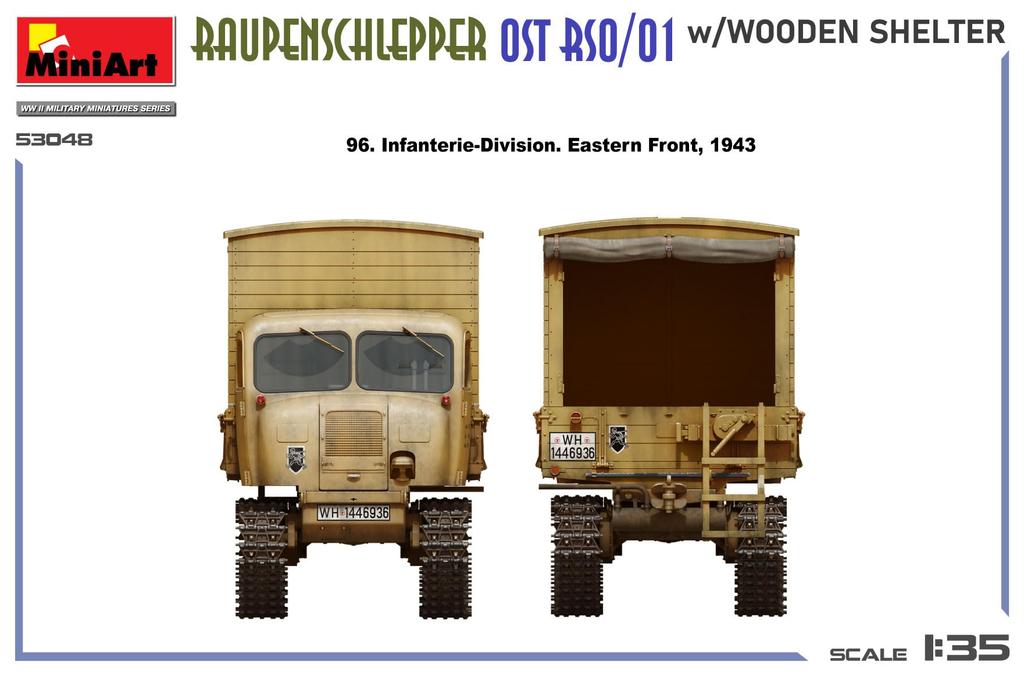 Miniart Пластиковая модель Мини-тягач Laupenschlepper OST с деревянным навесом MA53048 1/35 RSO/01 (Военная техника)