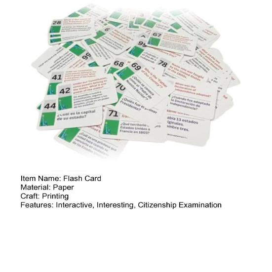 U.S. Citizenship Flash Cards Naturalization Study Guide with 100 US Civics Questions And