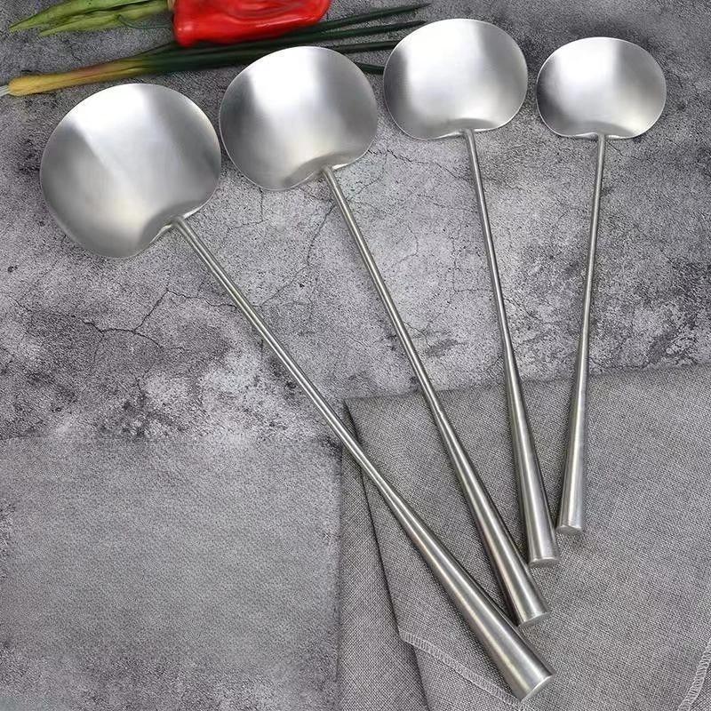 Кухонная ложка из нержавеющей стали 304, пищевые суповые ложки, бытовая посуда для шеф-поваров, кухонные принадлежности с длинной ручкой, для жарки во фритюре