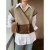 Short American Diamond Knitted Vest Women 2022 Spring And Autumn Retro Outer Plaid Sweater Cardigan Casual All-match Top