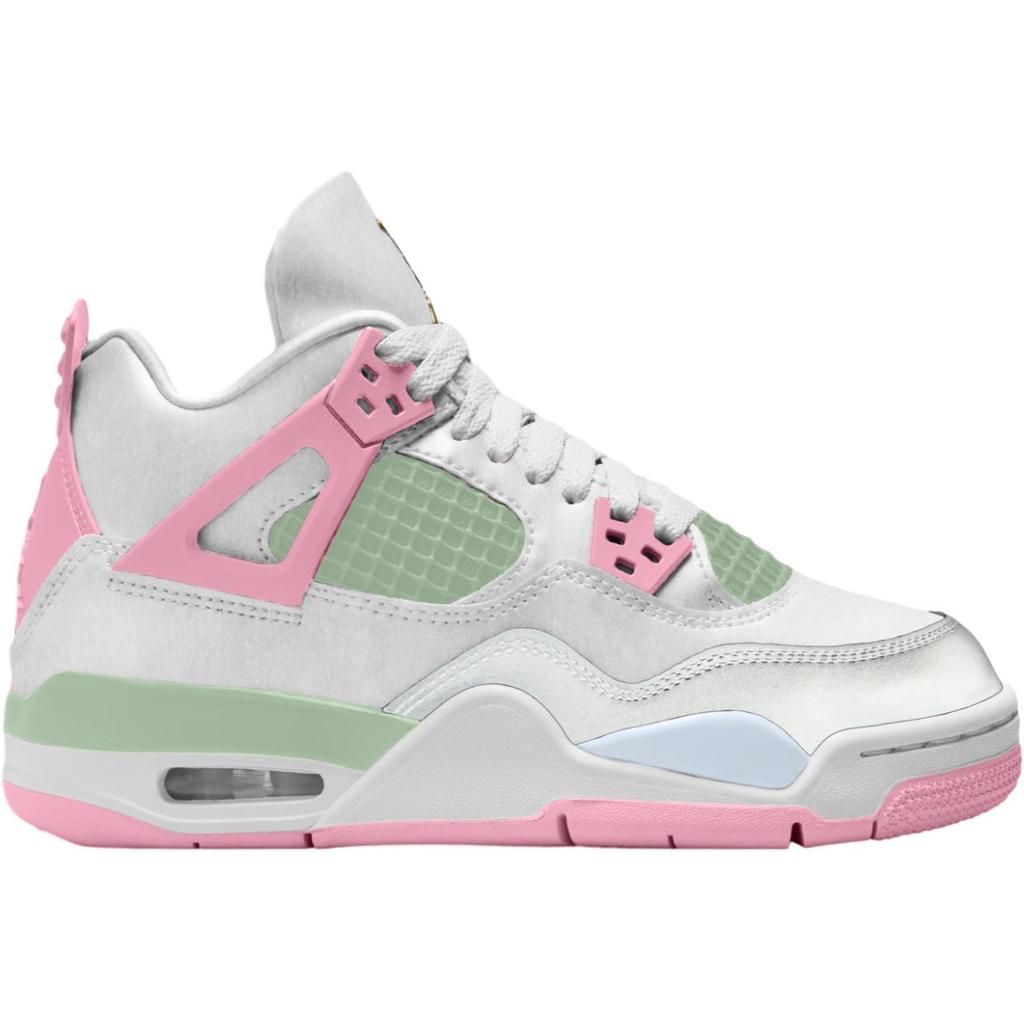 Air Jordan 4 Retro GS White Medium Soft Pink Half Blue Vapor Green IB7068-100