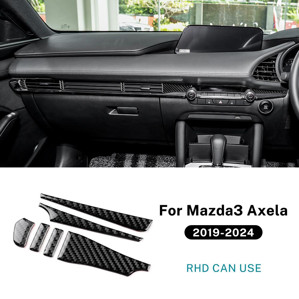ZATR1 Real Soft Carbon Fiber Sticker For Mazda 3 BP Axela 2019 2020 2021 2022 2023 2024 2025 LHD RHD Car Center Console Accessories