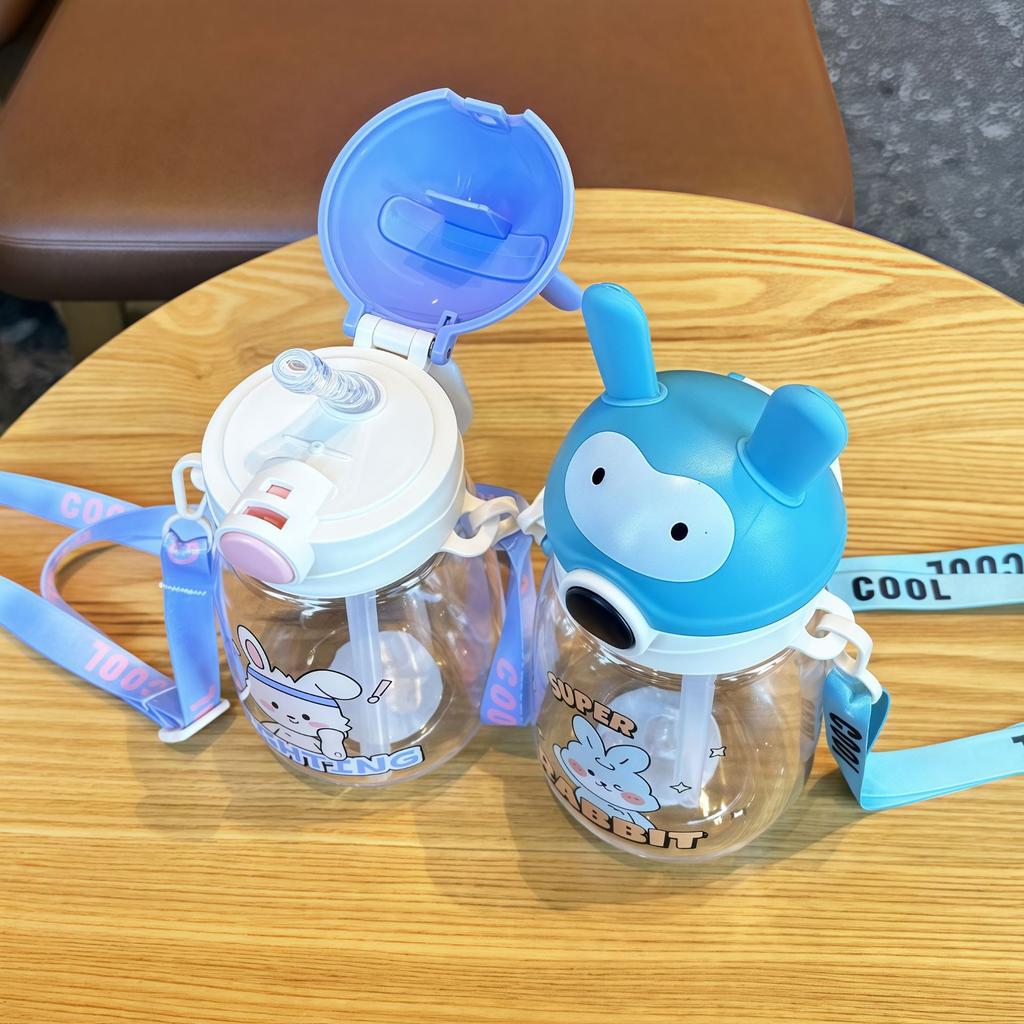 Water bottle new cartoon cute children's water cup kindergarten baby with straw student super cute small portable kettle anti-drop