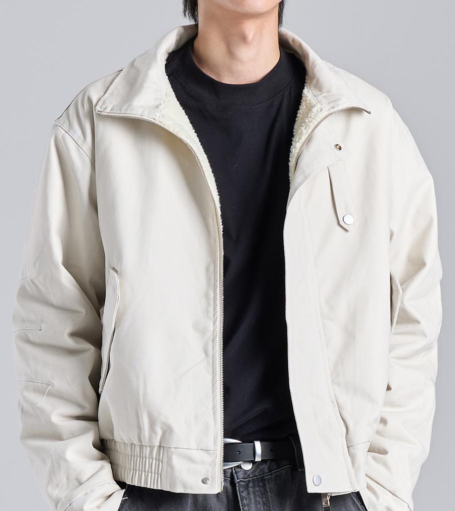 Рабочая куртка Button Seoul Crop Heavy Boa с двусторонней молнией (слоновая кость)