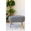 Hornbeam Wooden Leg Oval Pouf Bench Crowbar Pattern