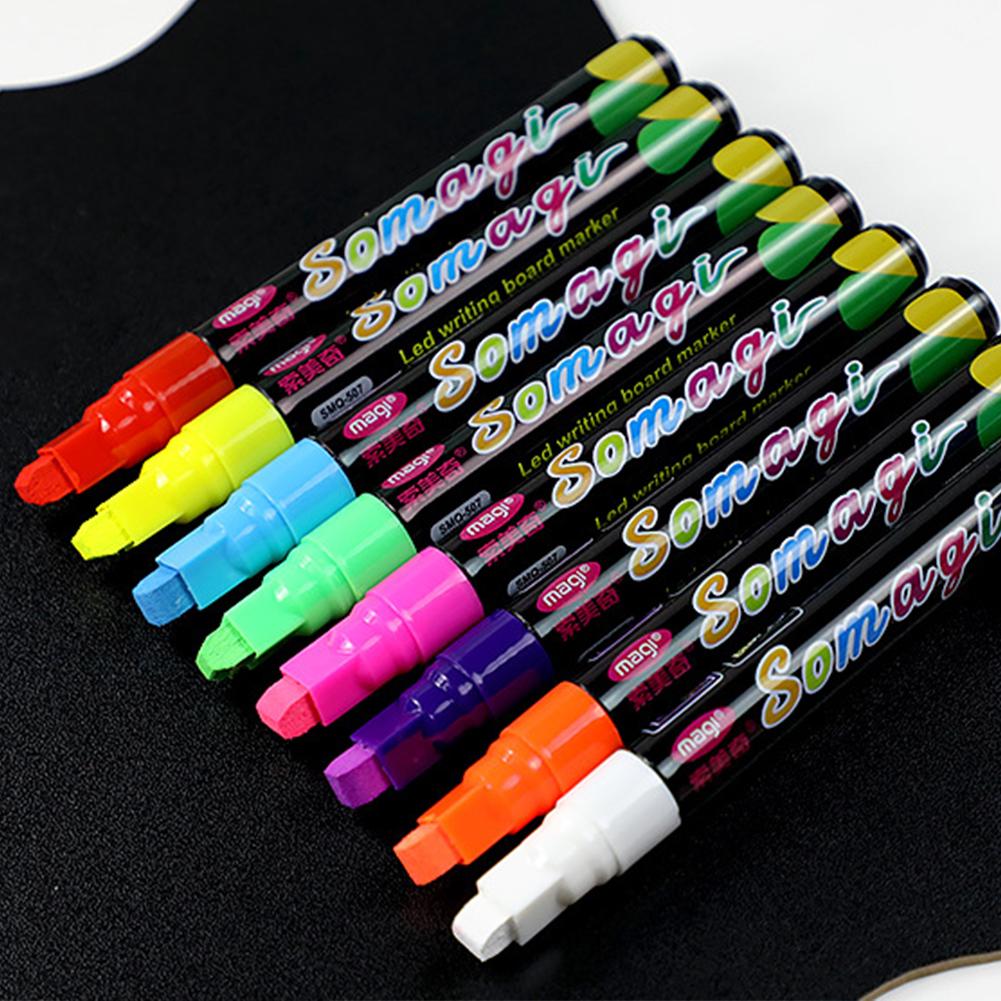 8 шт./компл. светодиодная доска для письма, стираемый маркер, флуоресцентный мел, доска для рисования стеклянных окон