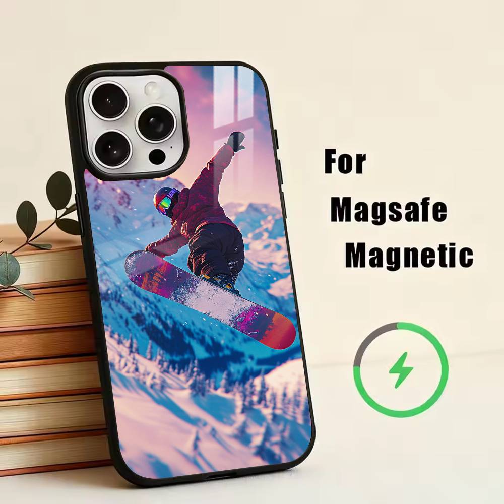 Snow Snowboard Ski -SS  Phone Case For iPhone17,16,15,14,13,12,11 Plus,Pro Magnetic with Magsafe Wireless Charging