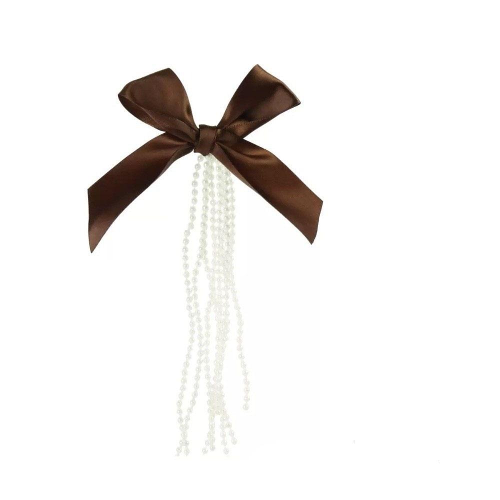 DIY Bowknot Pearl Hanging Pendant Ribbon Christmas Tree Topper Holiday Accessories