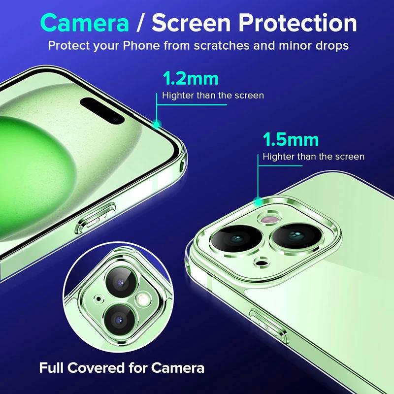 Толстый прозрачный силиконовый мягкий чехол из ТПУ для iPhone 16 15 14 13 12 11 Pro Max Plus Mini Прозрачный полный чехол Fundas