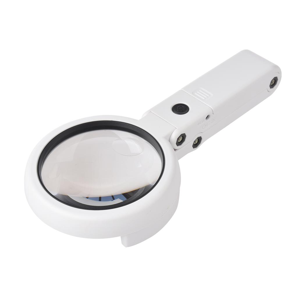 5X/10X Handheld Desk Magnifier with LED Light and Stand USB Powered Illuminated Magnifying Glass