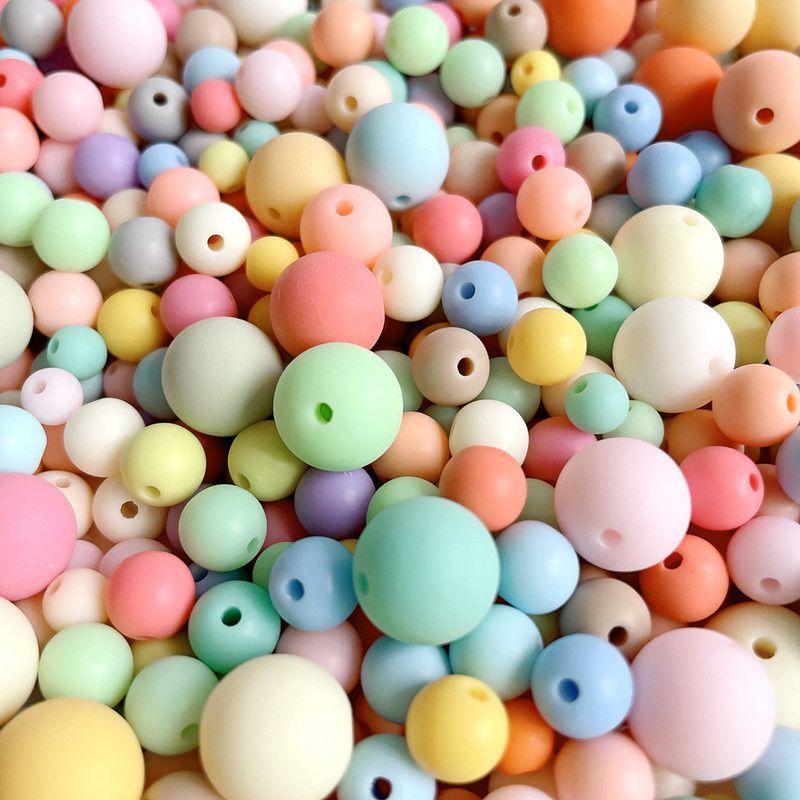 Акриловая матовая бусина цвета конфет Круглая бусина с прямым отверстием Бусина ручной работы своими руками