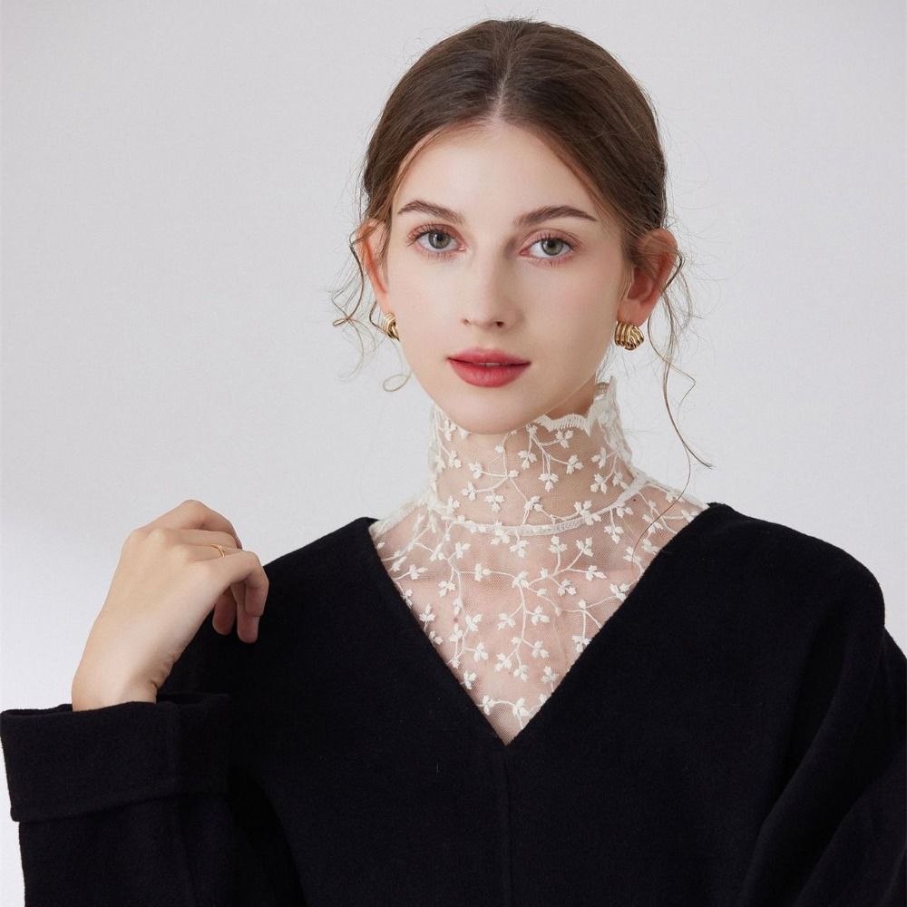 Cute Petal Fake Collar Lace Detachable Lapel False Blouse Black False Collar Sweater