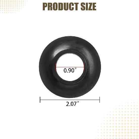 Bathtub Drain Stopper Gasket, Black Rubber, 2-1/16 x 1 x 1/4 inch, Tip-Toe Style, 2 Pack