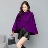 Autumn and Winter Stylish Women's Woolen Cape Coat with Double Buckle Closure