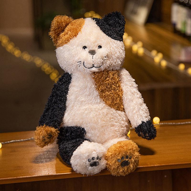 Simulation Tea Rice Cat Pattern Cat Plush Toy Doll Creative Cute Home Decoration Children Play Dolls Dolls Comfort Holiday Gifts