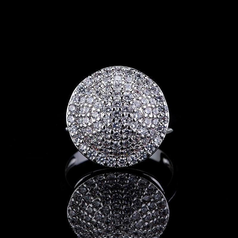Exquisite Set With Diamond Disc Ring, Women'S Design Temperament Round High-End Ring