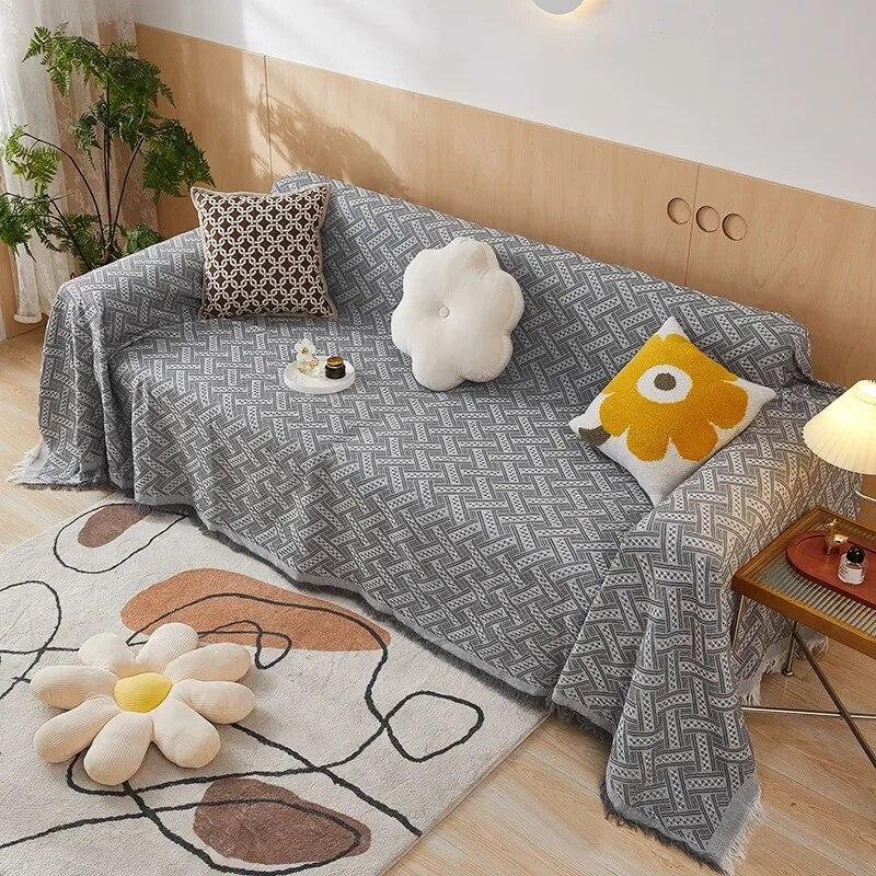 Покрывало для дивана Nordic Double Mat Ins Minimalist Anti Slip Solid Color Sofa Towel Двустороннее всесезонное покрывало для дивана