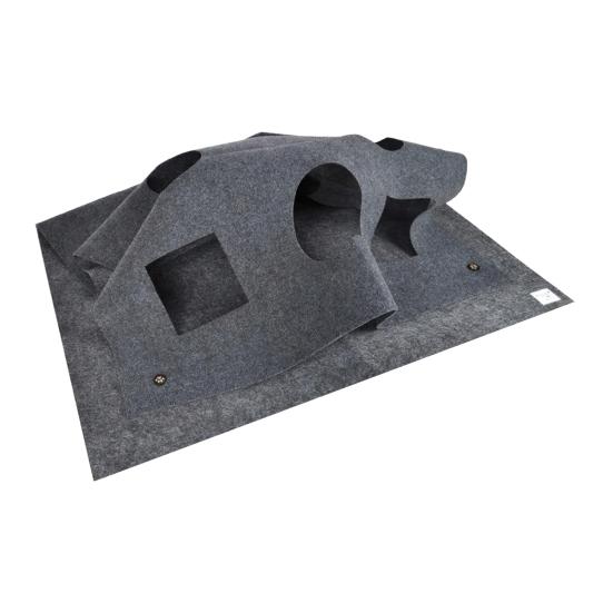 Войлочный кошачий туннель с отверстиями для выглядывания, складной, большой, интерактивный игровой коврик для кошек, пещера-укрытие, коврик для обогащения среды для домашних кошек, коврик для активности, игрушка-ку-ку