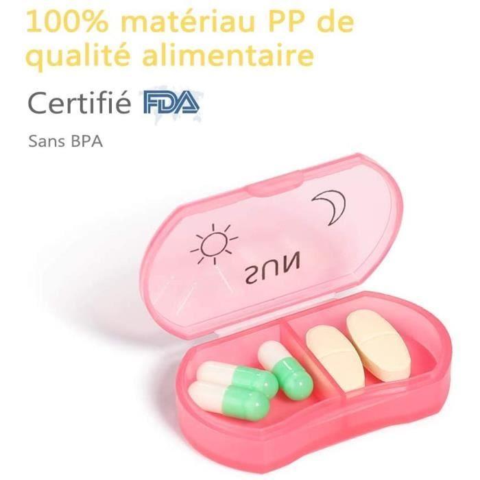 Boîte à Pilules Portable,Pilulier Semainier 7 Jours 14 Compartiments Matin/Soir,Mini Boîte à Pilules Multicolores Distributeur