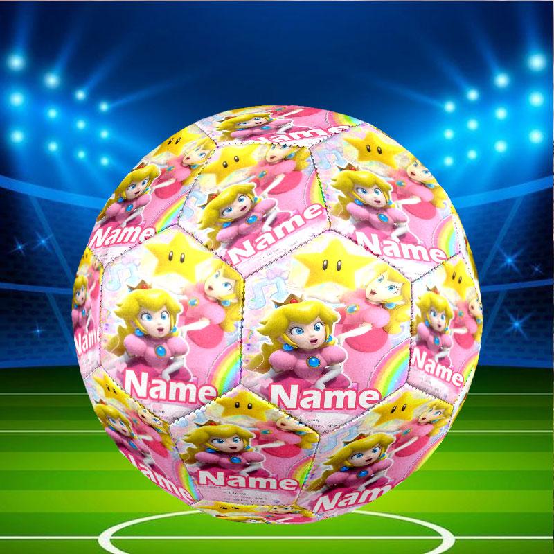 Custom Name Personalized Princess Peach Toadstool Print Size 5 Soccer Ball Training & Match Football, for Team, Kicking, Gift for Football Enthusiasts