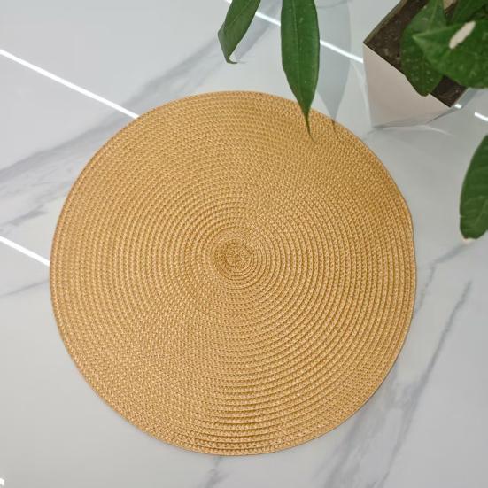 Round Woven PP Placemats Heat Resistant & Oil Proof Simple Solid Color Table Mats for Dining Kitchen Table Modern Home