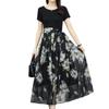 DayaEmmoTQ Maxi Short Floral Crew Long Dress with Cute Fall Women's Dress, Sleeve, Lined, Print, Chiffon, Neck, Ribbon, Flare, Slimming, Feminine,