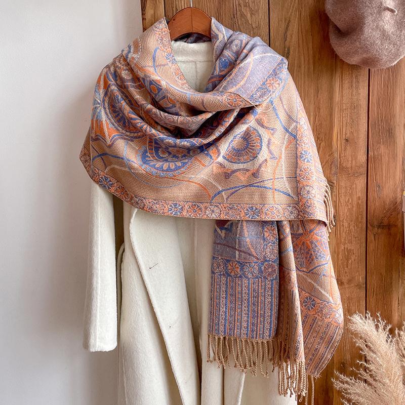 Fashion Thick Soft Cashmere Luxury Brand Jacquard Scarf Women Winter Poncho For Lady Casual Neckerchief Bandana Shawl Headband