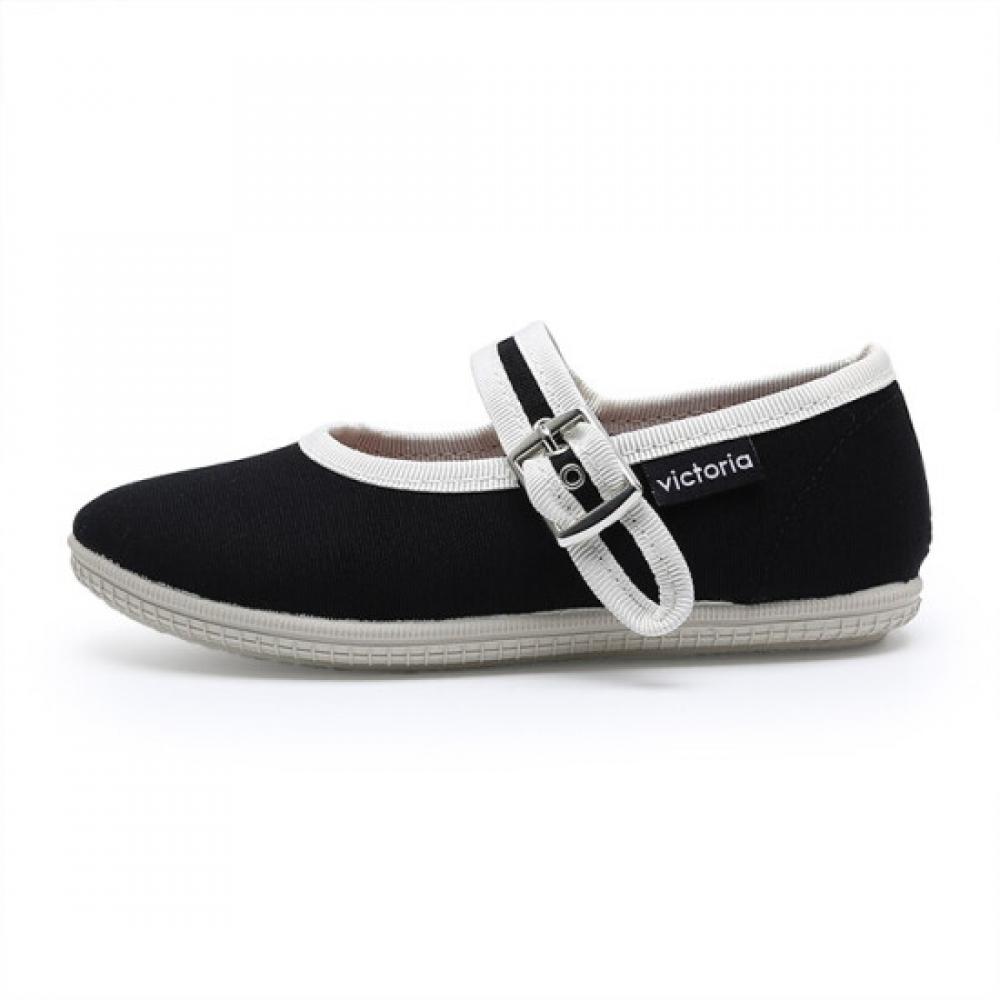 Victoria Shoes Junior Oda Mary Jane Canvas Shoes Black J1049117 Negro