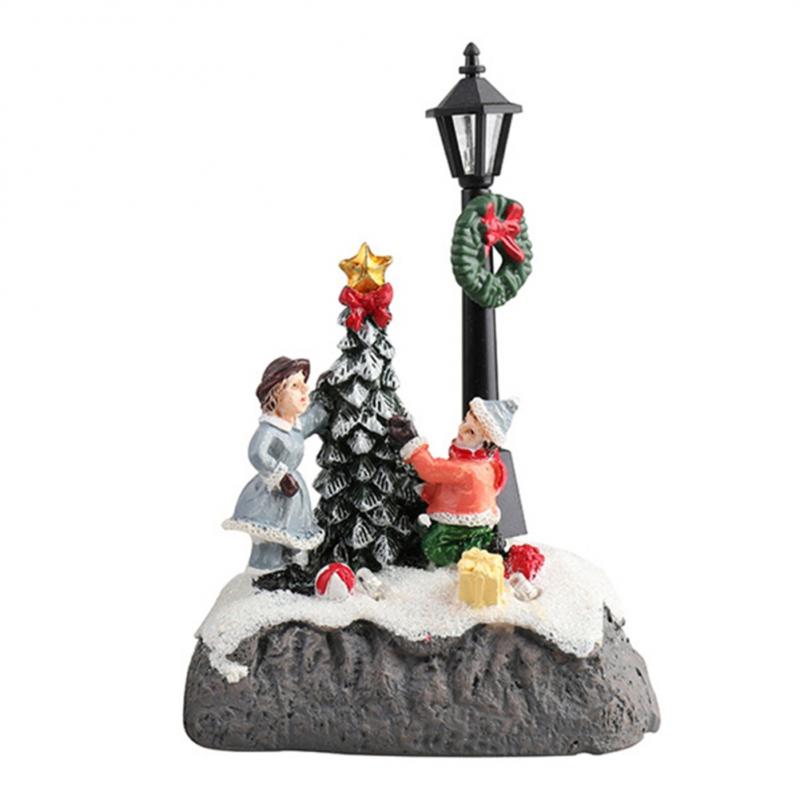 Christmas Village Scene Christmas Village with Movement and Light Miniature Lamp with Light Christmas Decoration Miniature Chara