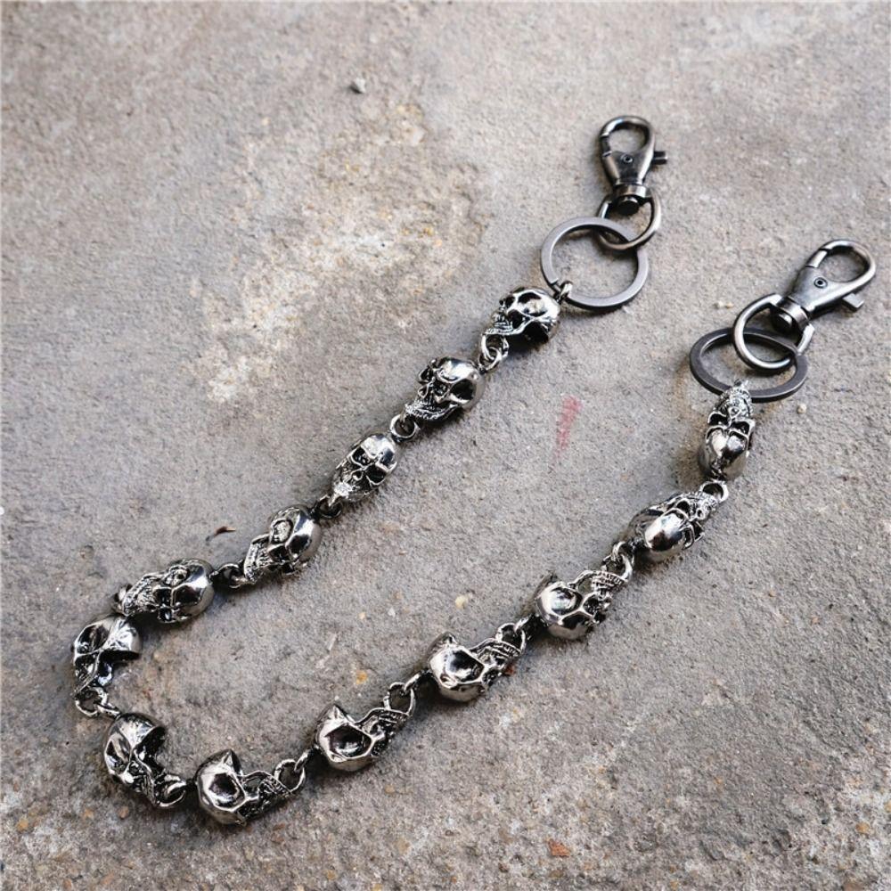 Fashion Jeans Pants HipHop Adjustable Strap Heavy Duty Waist Chain Punk Skull Belt Link Coil