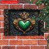 2d Flat 30*20cm, Vintage Hands Holding Green Heart Crown Wooden Wall Art, for Home, Kitchen, Garden, Bedroom, Bar.