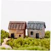 Dollhouse Miniature Gardening Micro Landscape Decoration Village House Set of 4
