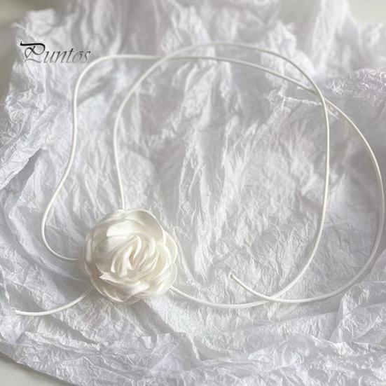 Женское колье-чокер с 3D цветком розы, черно-белое элегантное ожерелье на шнуровке с регулируемым воротником на бретельках, товары для вечеринок