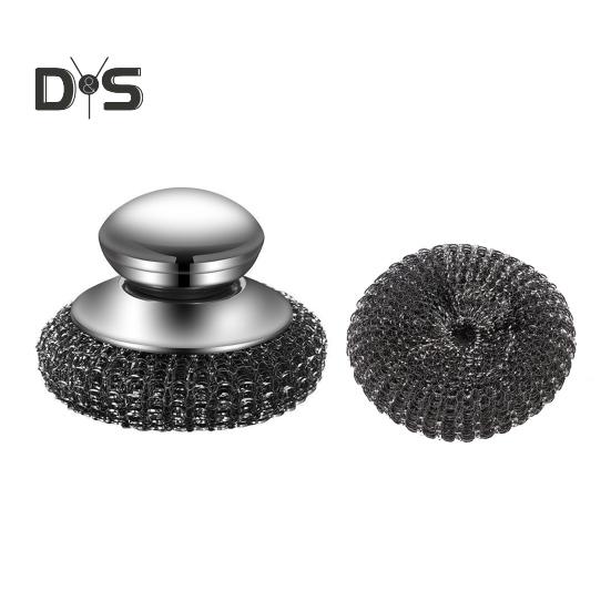 Baking Steel Wire Scrubber with Long Handle Easy To Clean Heavy Duty Pot Brush Kitchen Cleaner Cookware Pots Bakeware