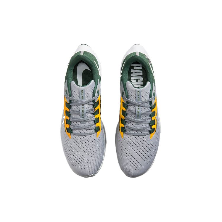 NFL x Nike Air Zoom Pegasus 38 Грин-Бей Пэкерс Мужские Кроссовки Серый Волк-Серый Пихтовый DJ0844-001