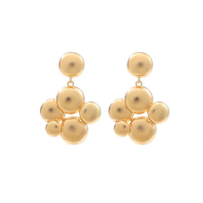 Geometric Dot Cutout Alloy Earrings Women Gold Fashion Minimalist Statement Jewelry 2025