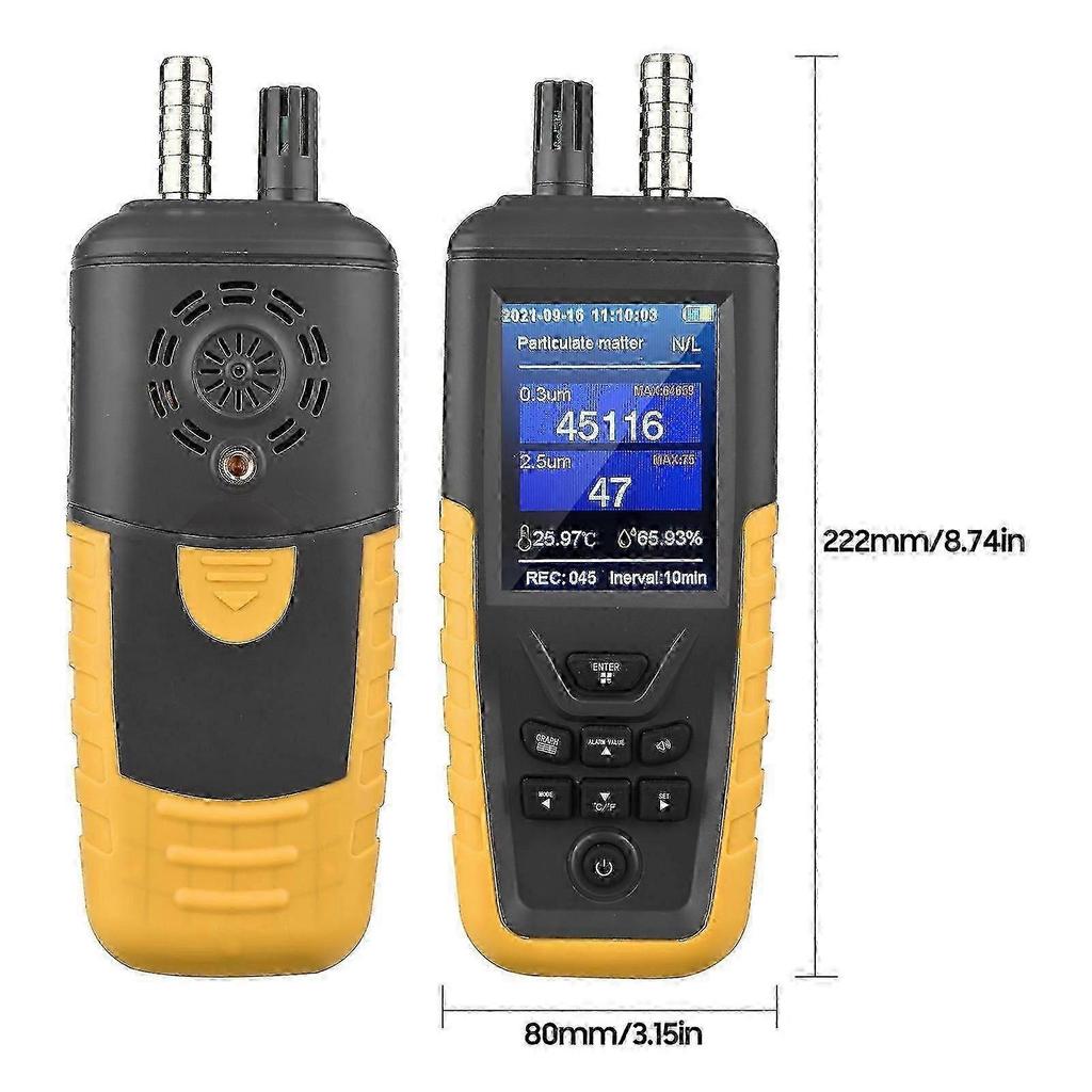 Dust Particle Counter 3-channel 0.3um/ 2.5um/ 10um Pm2.5 Pm10 Detector With 3.2-inch Backlight Tft Color Screen Rechargeable Air Quality Tester Temper