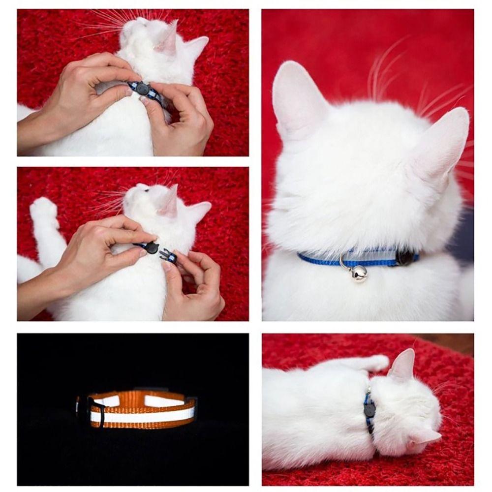 Adjustable Pets Collar with Bell Reflective Collar Trendy Cat Collar  Kitten Puppy